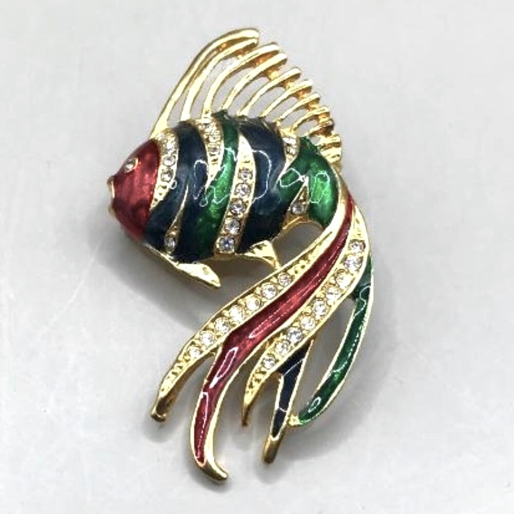 Gold-Tone & Enamel Beta Fish Brooch